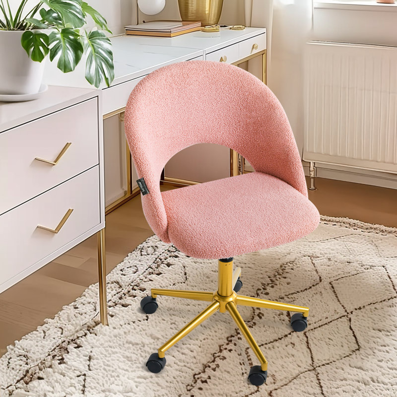 Mercer41 Redlife Vanity Chair with Back Cute Desk Chair Fluffy Desk Chair Wwivel Dhair Vanity Chair with Wheels for Vanity Desk for Bedroom Makeup Room Wayfair